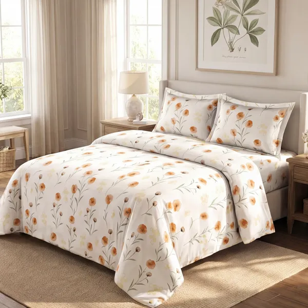 Coral_Poppy_&_Meadow_Blossom_Double_Bedsheet_Set