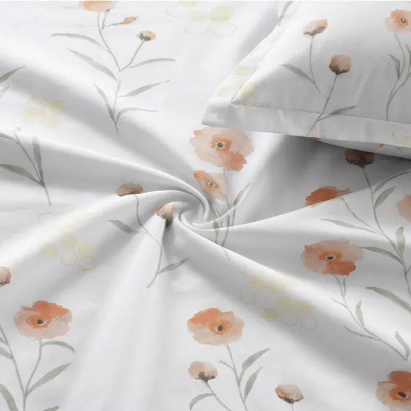 Coral_Poppy_&_Meadow_Blossom_Double_Bedsheet_Set