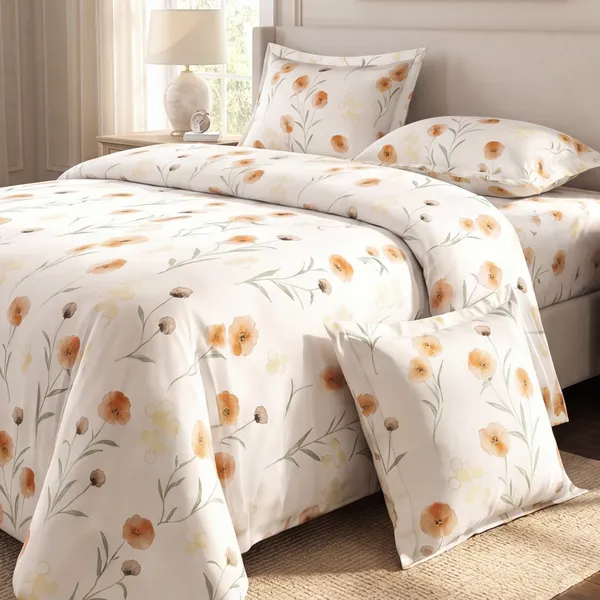 Coral_Poppy_&_Meadow_Blossom_Double_Bedsheet_Set