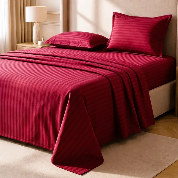 Deep_Maroon_Satin_Stripe_King_Flat_Bed_Sheet