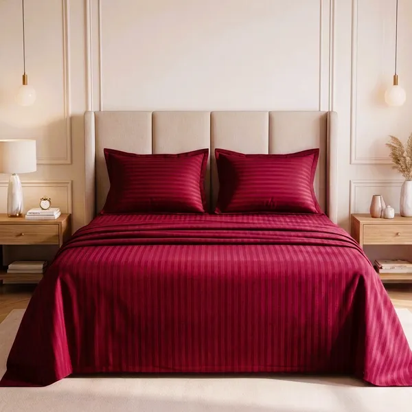 Deep_Maroon_Satin_Stripe_King_Flat_Bed_Sheet