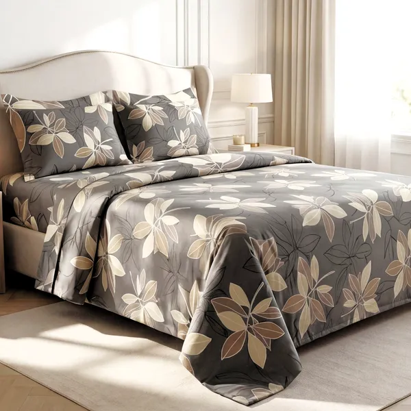 Botanical_Charcoal_Grey_Autumnal_Leaf_Print_Bedsheet