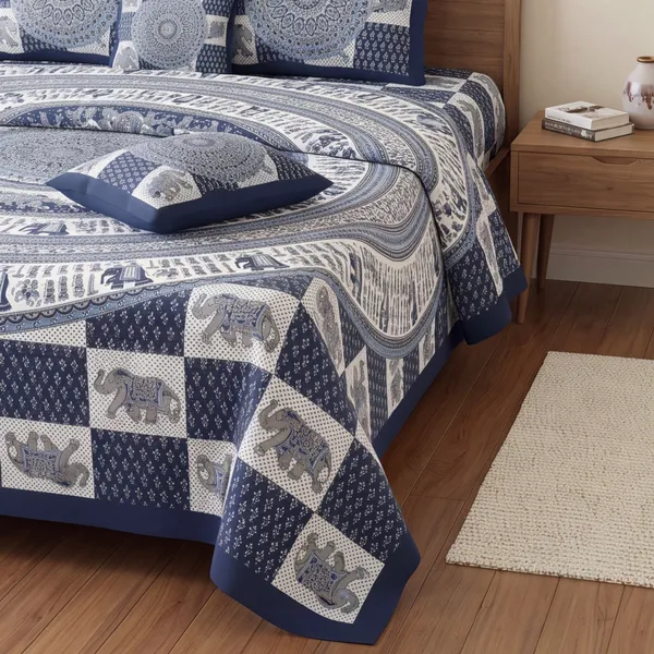 Pure_Cotton_Jaipuri_Indigo_Elephant_Mandala_Print_King_Bedsheet