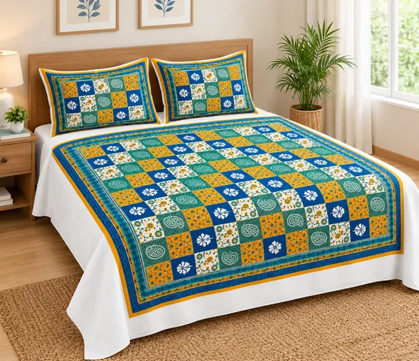 Floral_&_Paisley_Pattern_Hand_Block_Print_Bedsheet