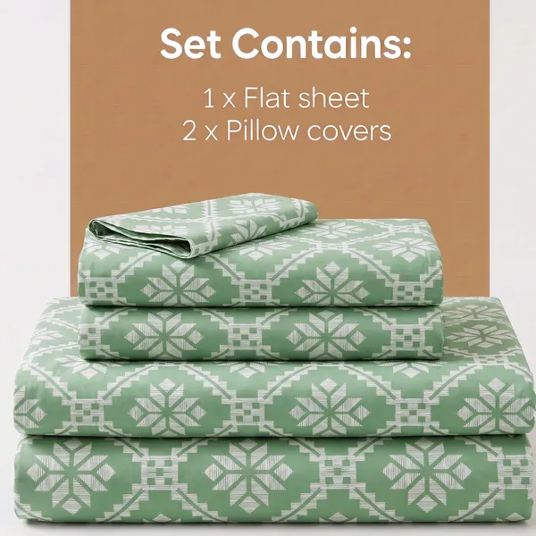 Pure_Cotton_Bohemian_Sage_Green_Geometric_Diamond_King_Bedsheet