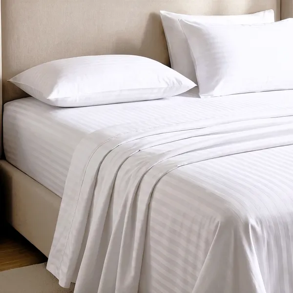 White_Satin_Stripe_King_Bed_Sheet