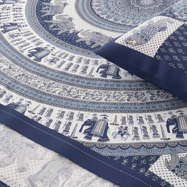Pure_Cotton_Jaipuri_Indigo_Elephant_Mandala_Print_King_Bedsheet