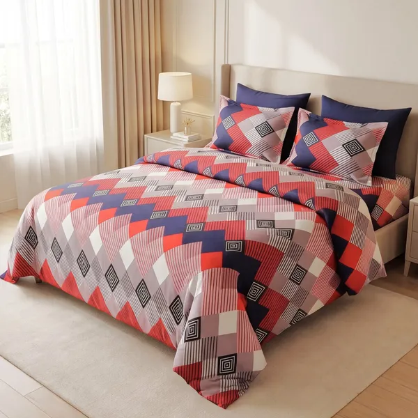 Modern_Navy_Crimson_Geometric_Diamond_Super_King_Bedsheet