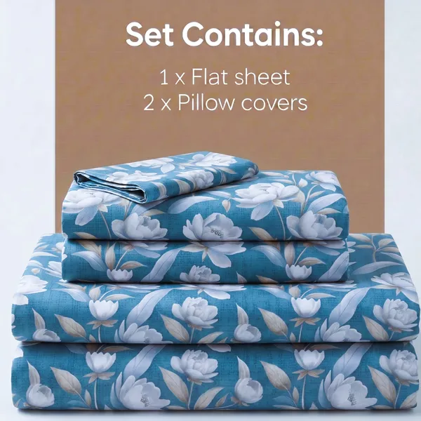Botanical_Dusty_Blue_Floral_Print_King_Bedsheet