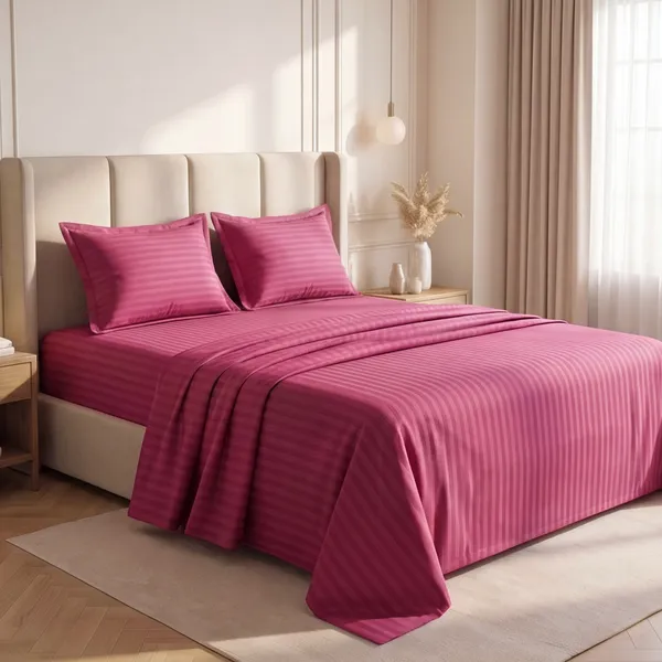 Deep_Magenta_Satin_Stripe_King_Flat_Bed_Sheet
