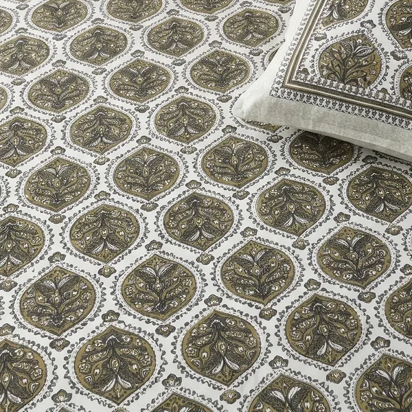 Pure_Cotton_Jaipuri_Block_Print_Mustard_Olive_King_Size_Bedsheet