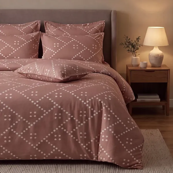 Mocha_Dot_Weave_|_Contemporary_Geometric_Print_|_Double_Bed_|_(270_x_270_cm)