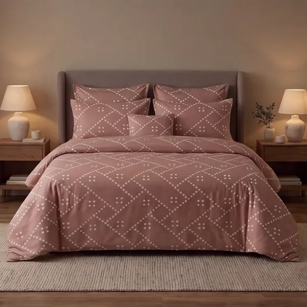 Mocha_Dot_Weave_|_Contemporary_Geometric_Print_|_Double_Bed_|_(270_x_270_cm)