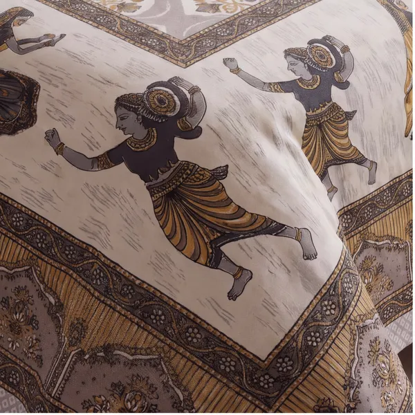 Pure_Cotton_Jaipuri_Cream_/_Warm_Taupe_Folk_Dance_Print_King_Bedsheet