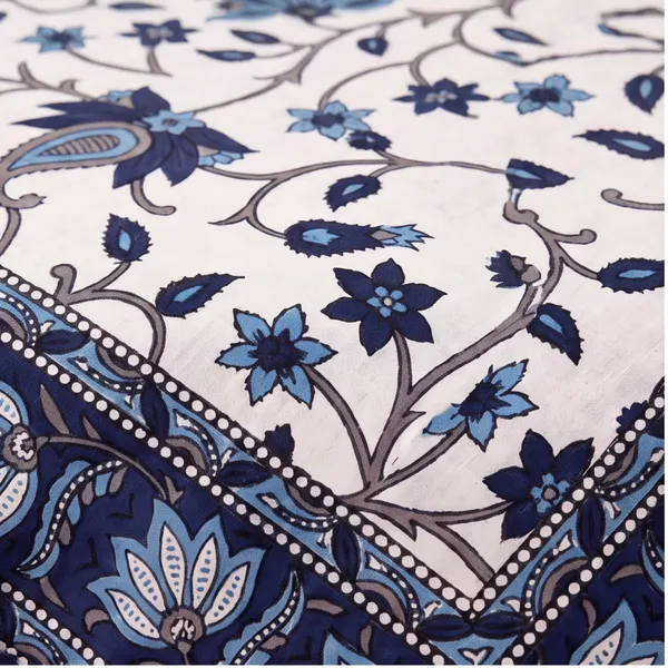 Pure_Cotton_Jaipuri_Floral_Jaal_White_Blue_King_Size_Bedsheet