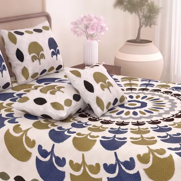Pure_Cotton_Jaipuri_Indigo_&_Olive_Traditional_Mandala_Print_King_Bedsheet