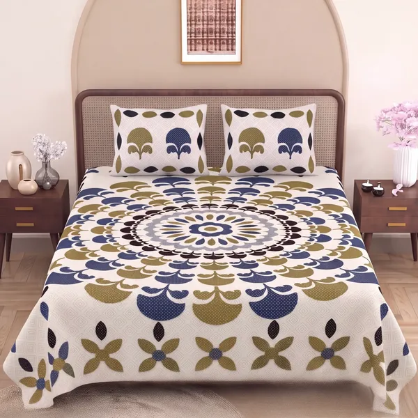 Pure_Cotton_Jaipuri_Indigo_&_Olive_Traditional_Mandala_Print_King_Bedsheet