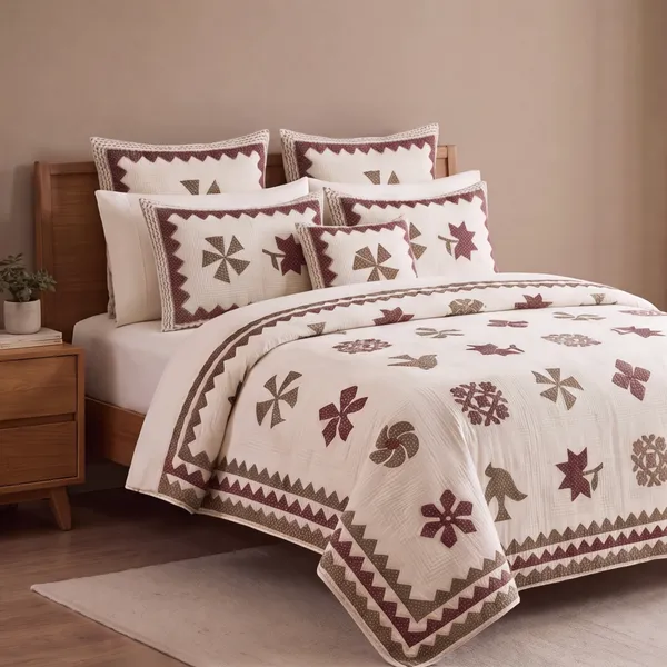 Pure_Cotton_Jaipuri_Maroon_Floral_Bird_Print_King_Bedsheet