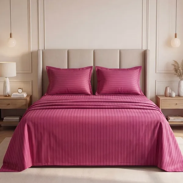 Deep_Magenta_Satin_Stripe_King_Flat_Bed_Sheet