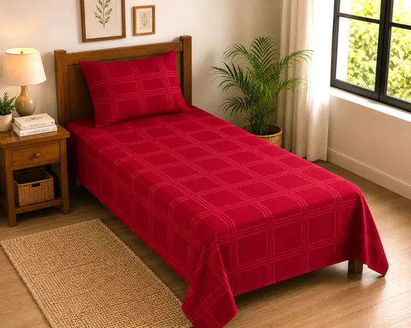 Windowpane_Plaid_Maroon_Single_Bedsheet