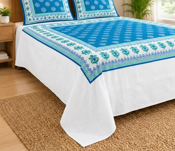 Teal_Heritage_Hand_block_Print_Bedsheet