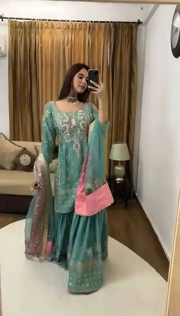 Women_S_Chinon_Silk_Heavy_Embroidery_Straight_Kurta_With_Sharara_And_Dupatta_Set