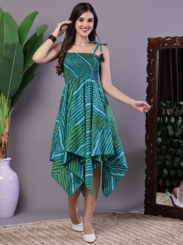 Women_S_Leheriya_Asymmetrical_Hem_Smocked_A_Line_Dress_Midi_Dresses