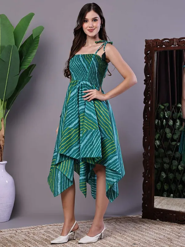 Women_S_Leheriya_Asymmetrical_Hem_Smocked_A_Line_Dress_Midi_Dresses