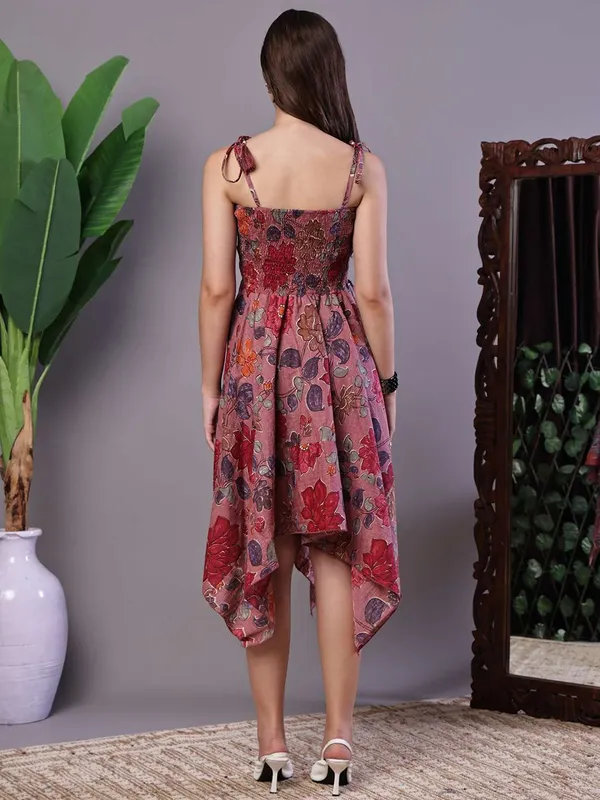 Women_S_Maroon_Floral_Printed_Cotton_Handkerchief_Hem_Midi_Dress