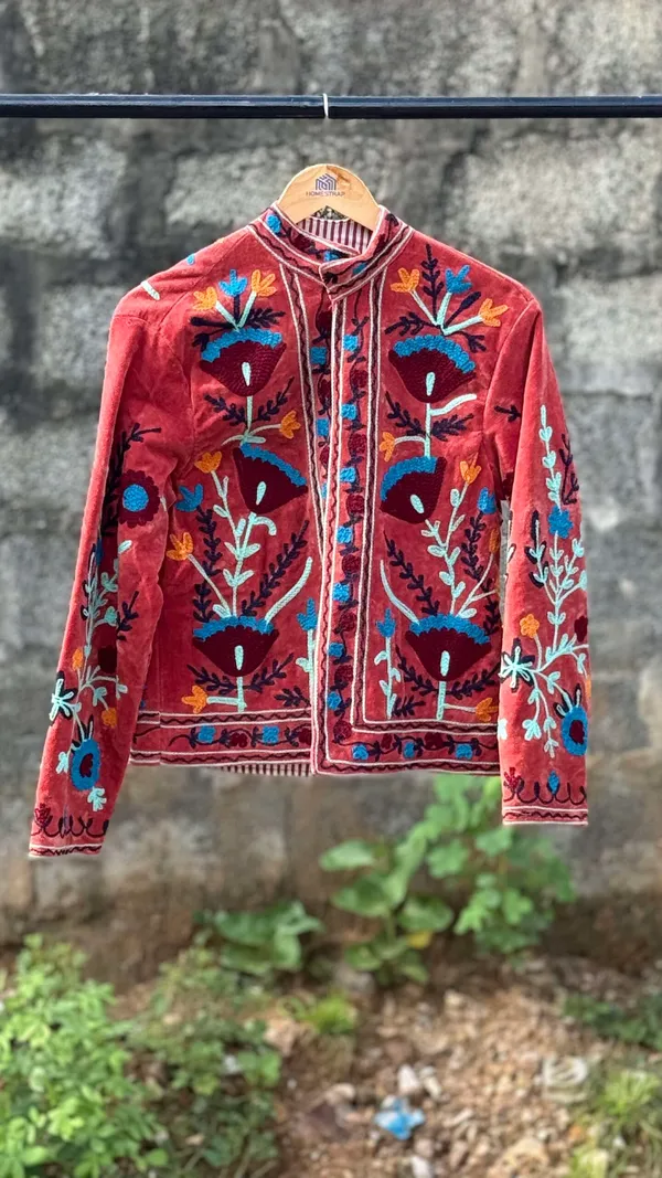 Womens_Terracotta_Velvet_Embroidered_Jacket_With_Floral_Design