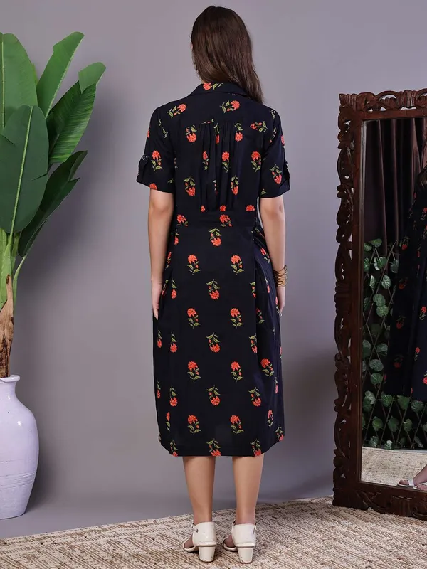 Women_S_Elegant_Indigo_Orange_Floral_Block_Print_Cotton_Shirt_Dress