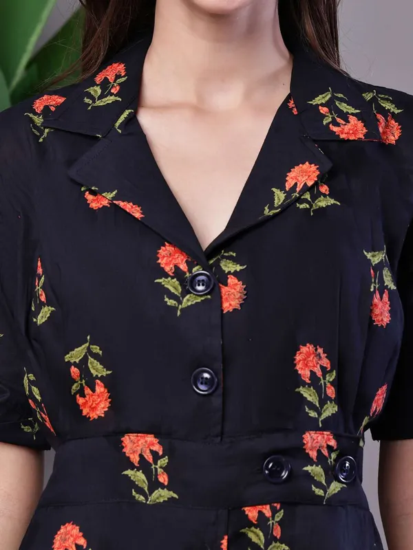 Women_S_Elegant_Indigo_Orange_Floral_Block_Print_Cotton_Shirt_Dress