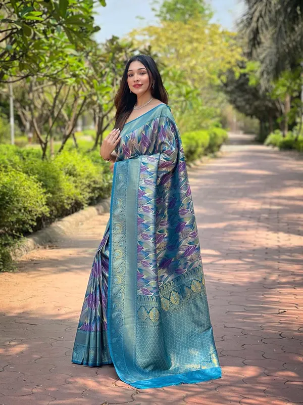 Women_S_Luxurious_Pista_Green_Pink_Art_Silk_Saree_With_Intricate_Leaf_Weave_Broad_Zari_Border_Ideal_For_Festive_Wedding_Occasions