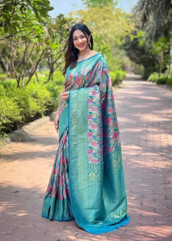Women_S_Luxurious_Pista_Green_Pink_Art_Silk_Saree_With_Intricate_Leaf_Weave_Broad_Zari_Border_Ideal_For_Festive_Wedding_Occasions