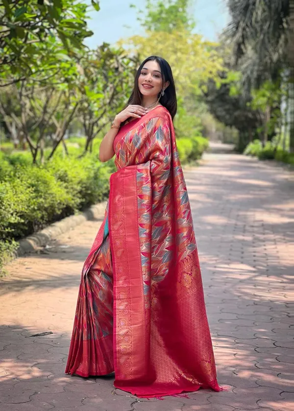 Women_S_Luxurious_Pista_Green_Pink_Art_Silk_Saree_With_Intricate_Leaf_Weave_Broad_Zari_Border_Ideal_For_Festive_Wedding_Occasions