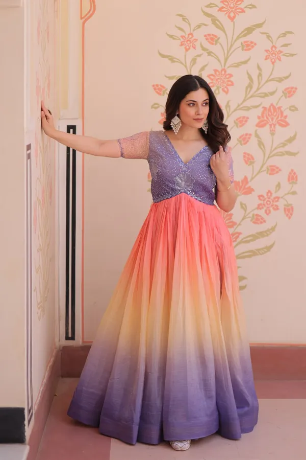 Women_S_Dual_Tone_Ombre_Gown_In_Candy_Pink_Aqua_Green_With_Embroidered_Bodice_Festive_Contemporary_Wear