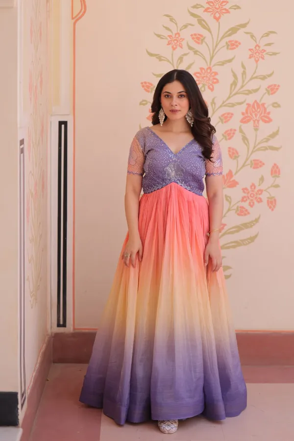 Women_S_Dual_Tone_Ombre_Gown_In_Candy_Pink_Aqua_Green_With_Embroidered_Bodice_Festive_Contemporary_Wear
