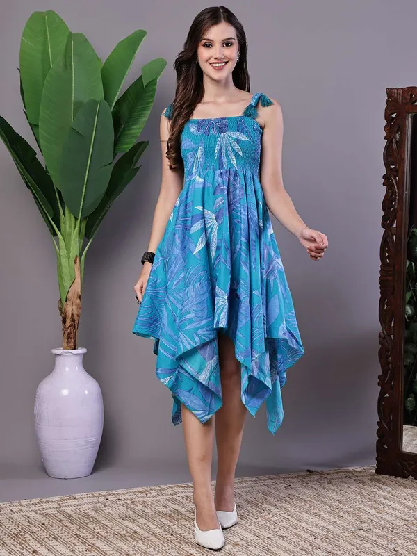 Women_S_Blue_Printed_Asymmetrical_Hem_Smocked_A_Line_Dress_Midi_Dresses
