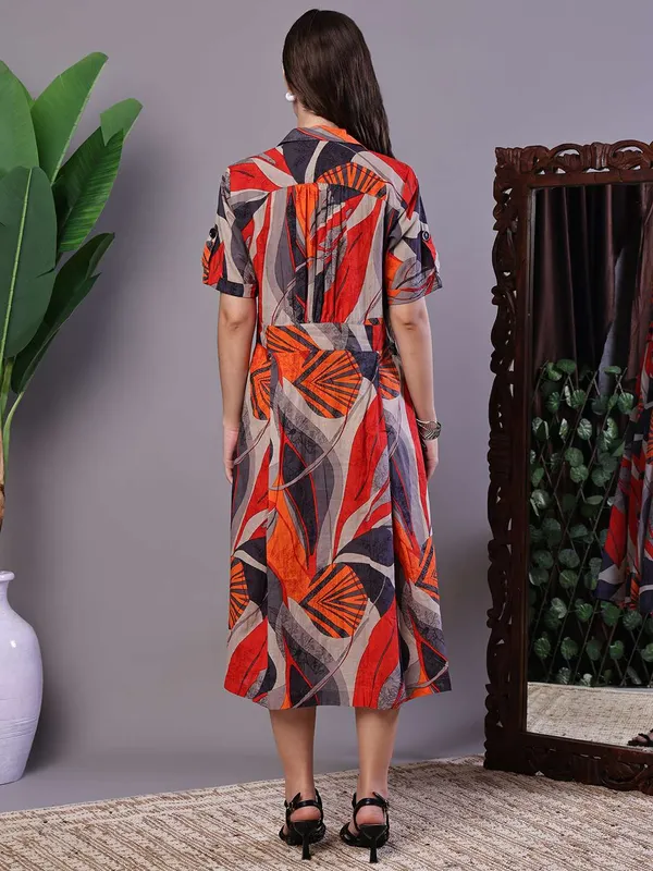 Women_S_Leaf_Print_Button_Down_Cotton_Midi_Dress