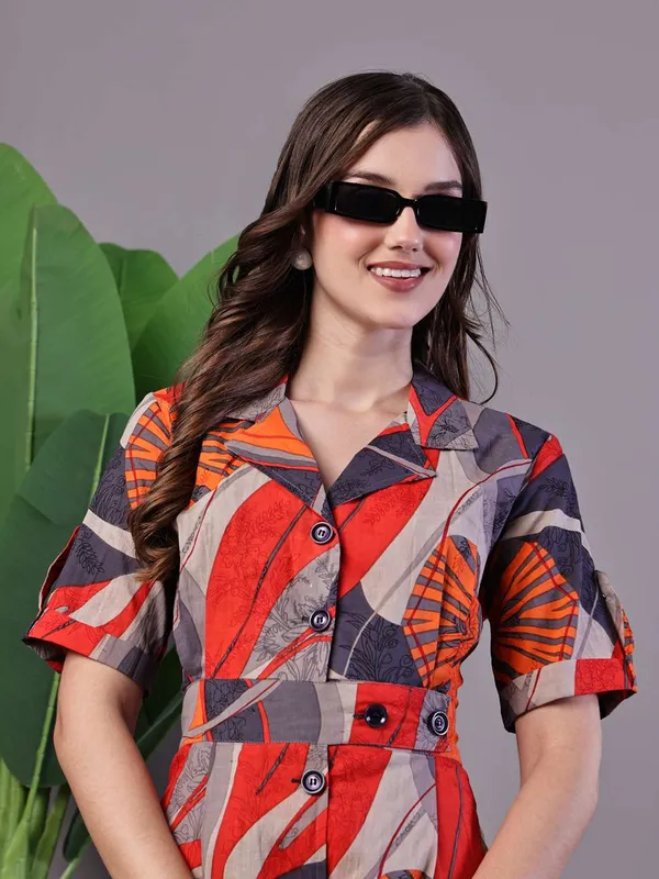 Women_S_Leaf_Print_Button_Down_Cotton_Midi_Dress