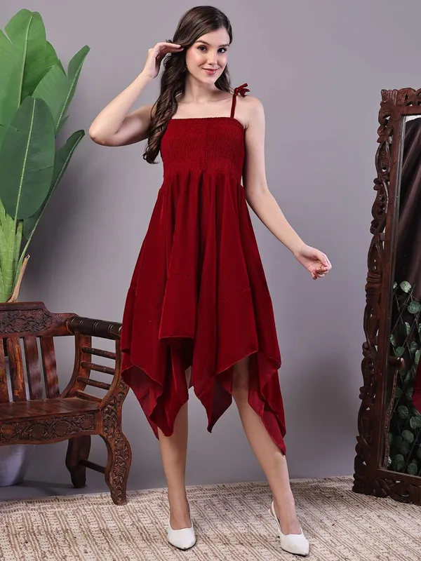 Women_S_Junglee_Velvet_Maroon_Handkerchief_Hem_Dress