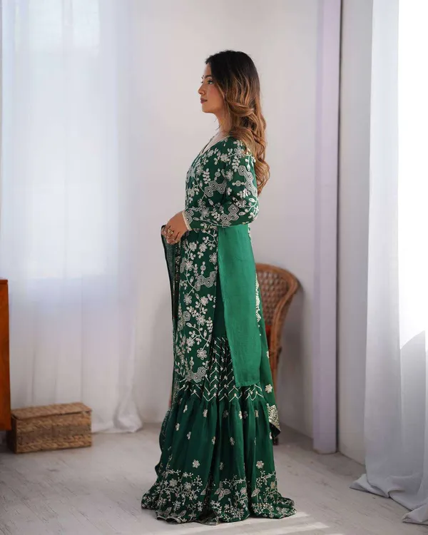 Women_S_Chinon_Silk_Embroidery_Sequence_Work_Straight_Kurti_With_Sharara_Suit_And_Dupatta_Set