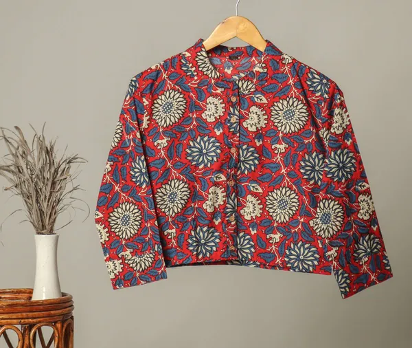 Handmade_Block_Print_Cotton_For_Women_Ethnic_Floral_Printed_Top_With_Long_Sleeves