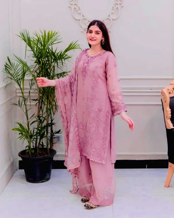 Women_S_Faux_Georgette_Embroidery_Work_Straight_Kurti_With_Pant_And_Dupatta_Set