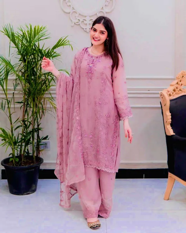 Women_S_Faux_Georgette_Embroidery_Work_Straight_Kurti_With_Pant_And_Dupatta_Set