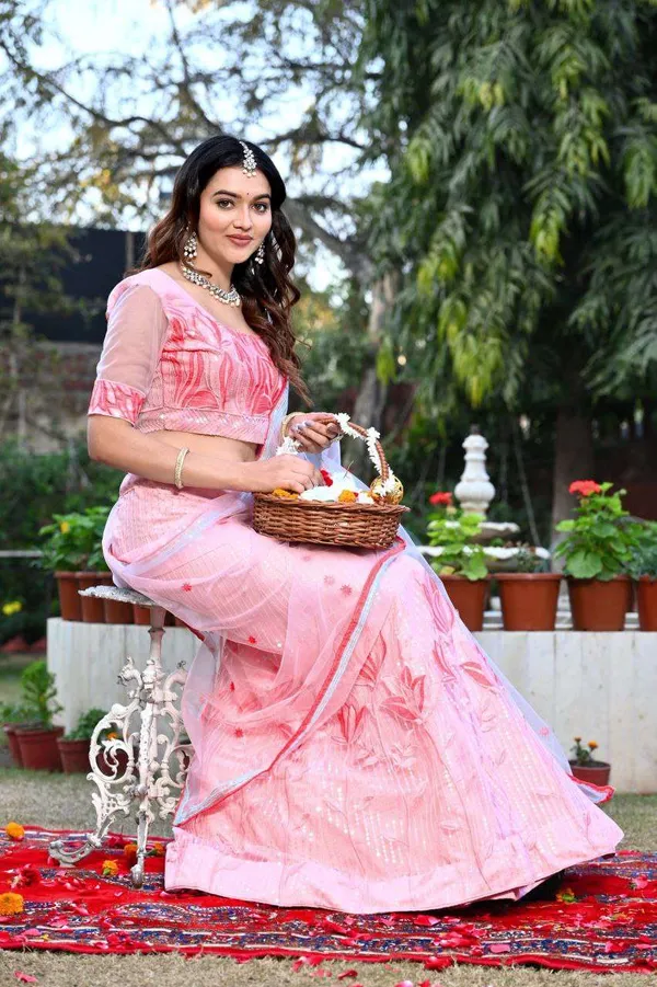 Women_S_Tussar_Silk_Patola_Printed_Lehenga_Set_With_Dupatta_Stitched_With_Can_Can_Flair