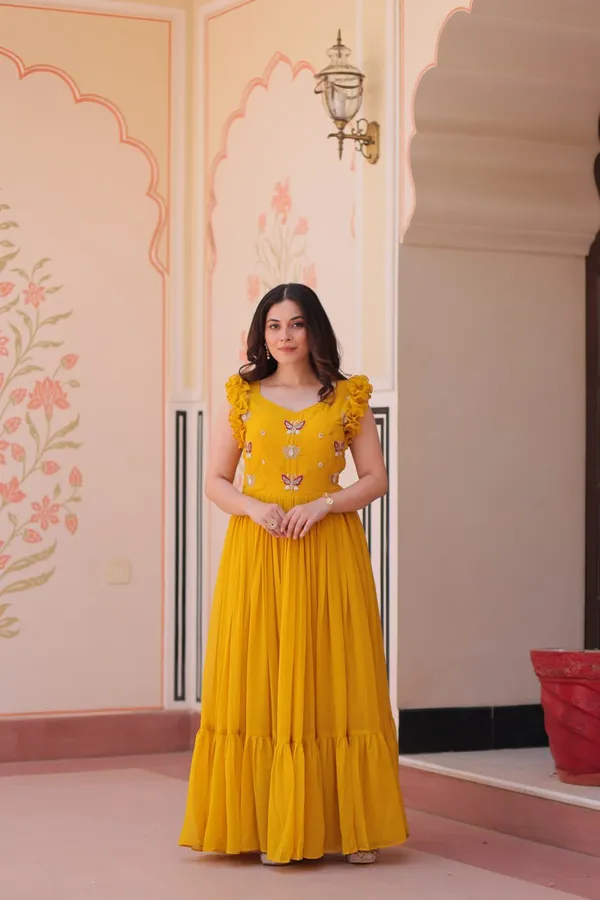 Women_S_Elegant_Plum_Purple_Georgette_Anarkali_Gown_With_Butterfly_Applique_Ruffle_Sleeves_Festive_Special_Occasion_Wear