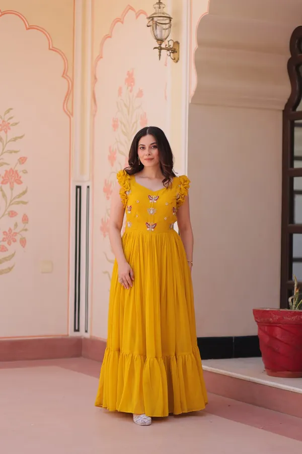 Women_S_Elegant_Plum_Purple_Georgette_Anarkali_Gown_With_Butterfly_Applique_Ruffle_Sleeves_Festive_Special_Occasion_Wear