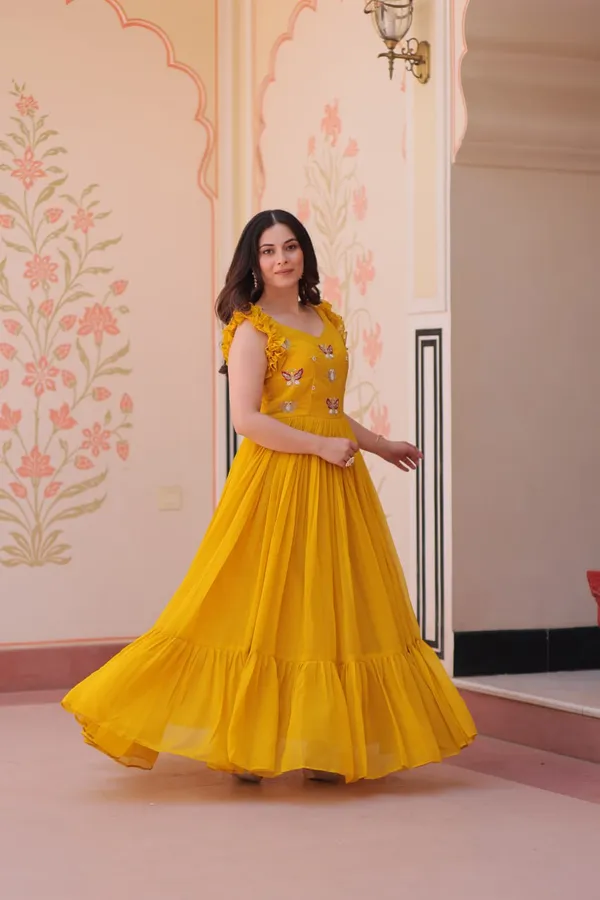 Women_S_Elegant_Plum_Purple_Georgette_Anarkali_Gown_With_Butterfly_Applique_Ruffle_Sleeves_Festive_Special_Occasion_Wear