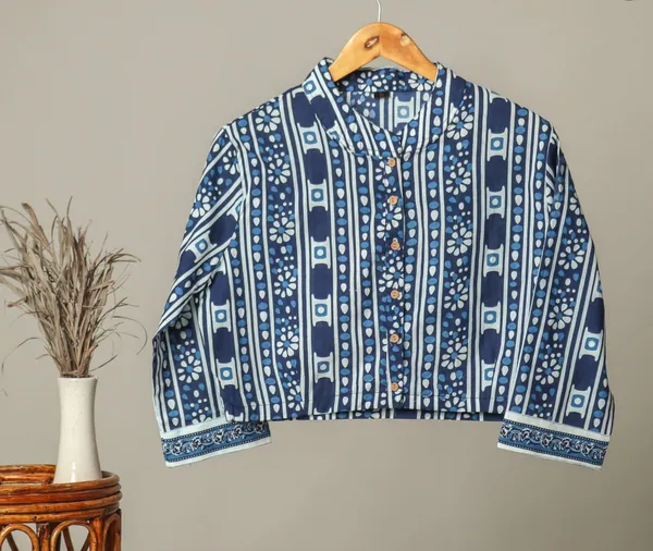 Handmade_Block_Print_Cotton_For_Women_Ethnic_Floral_Printed_Top_With_Long_Sleeves